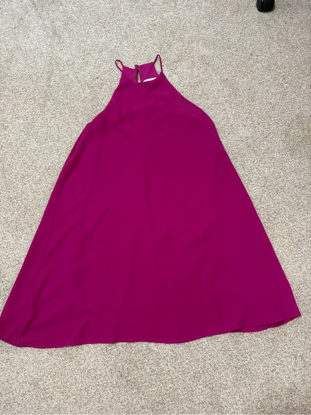 Everly Sleeveless Halter A-Line Dress in Fuchsia